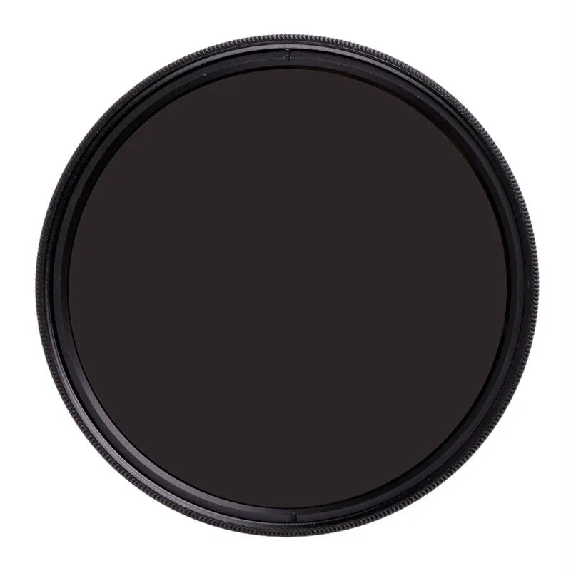 ND8 camera lens filter with silver aviation aluminium frame, showing front and side profile