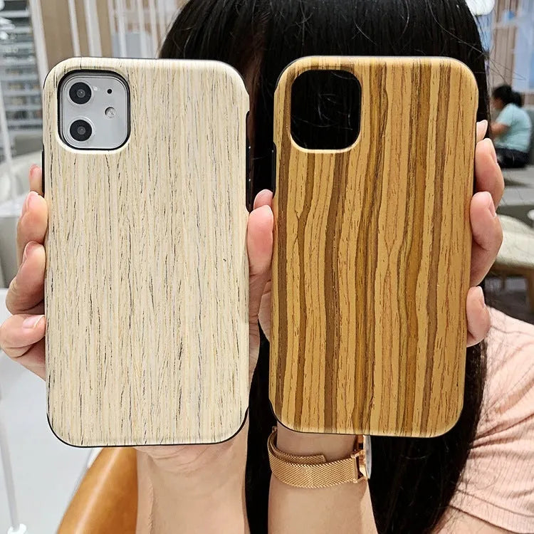 Natural wood iPhone back cover in Rosewood colour for iPhone 11 Pro, showing grain detail.