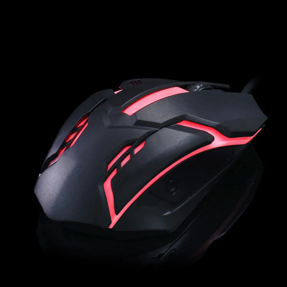 Wired USB computer mouse with colourful glowing LED lighting in black and white options