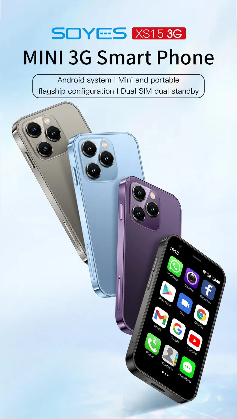 S23PRO XS15 mini smartphone in black, green or pink purple with 30cm screen and straight plate design