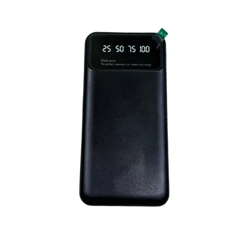 Black ultra-thin 10000mAh power bank with creative design measuring 67x14x140mm