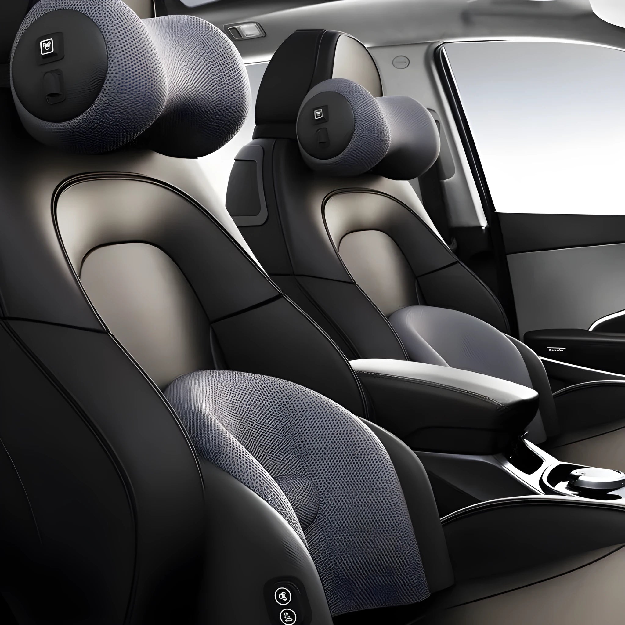 Car massage cushion with memory cotton construction for headrest and lumbar support on car seat