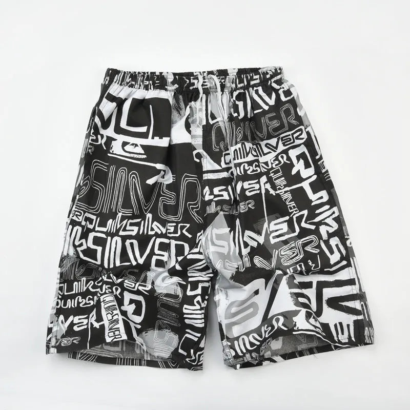 Men's floral printed swimming trunks in free size with polyester fabric construction