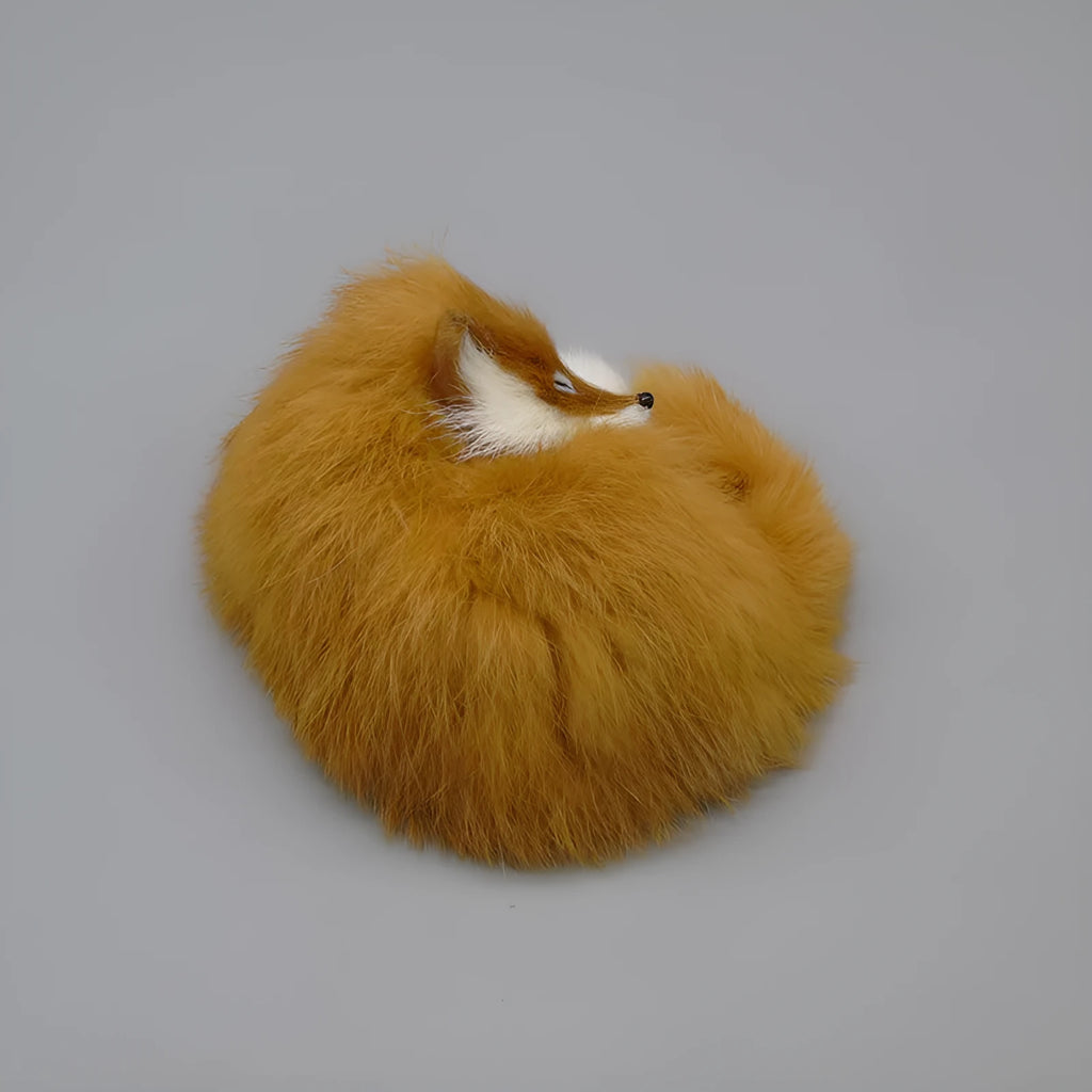 Artificial fox fur car decoration in white colour measuring 15cm long for vehicle dashboard display