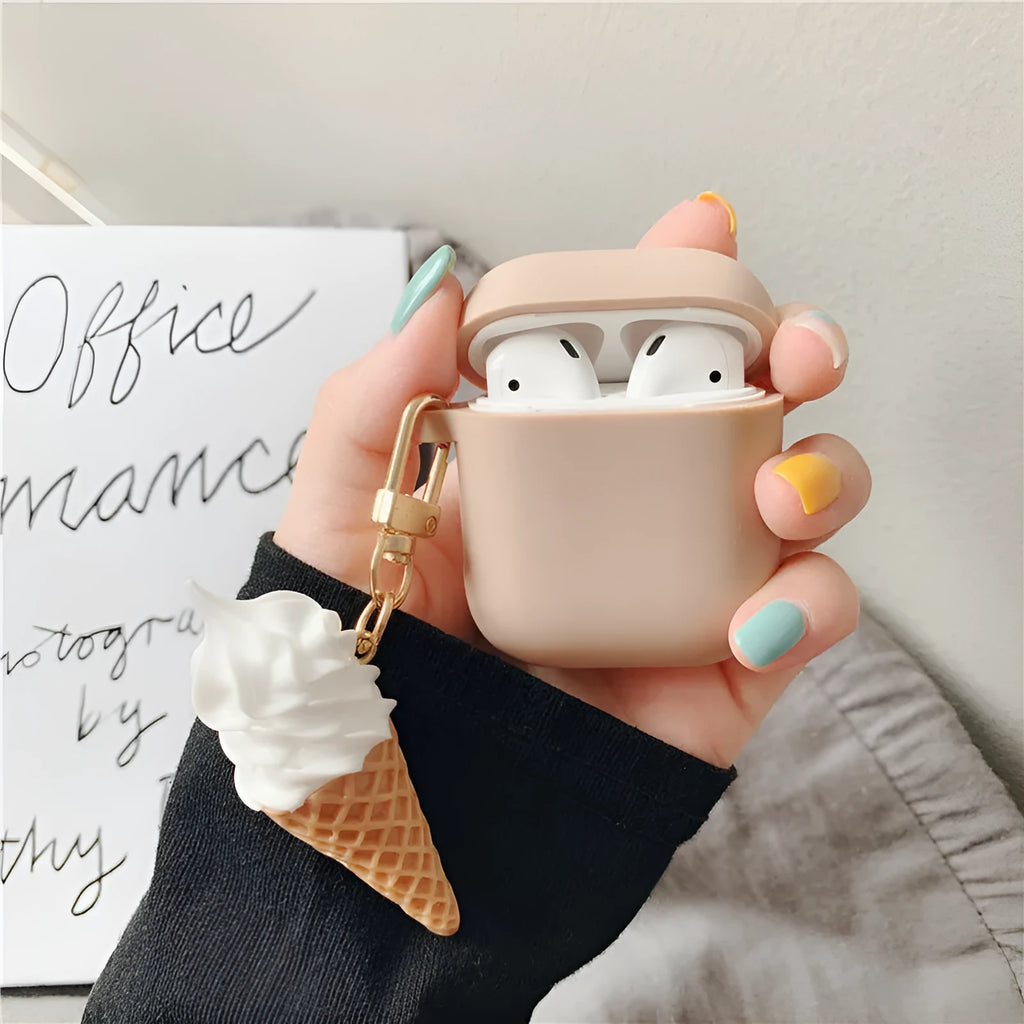 Cylinder ice cream pattern silicone case for Apple AirPods 2 wireless headphones