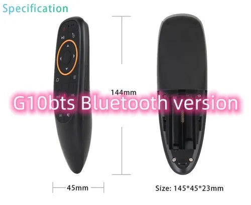 G10 series intelligent voice remote control with plastic shell and silicone buttons.
