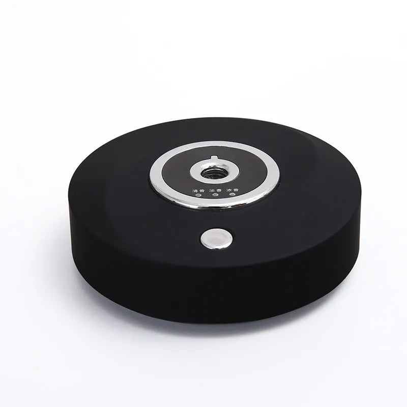 USB car aromatherapy machine in black, grey or white with anti-slip pad for dashboard mounting