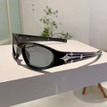 Outdoor sports windproof sunglasses with PC frame in black frame blue lens and other color options for fashion commuter use