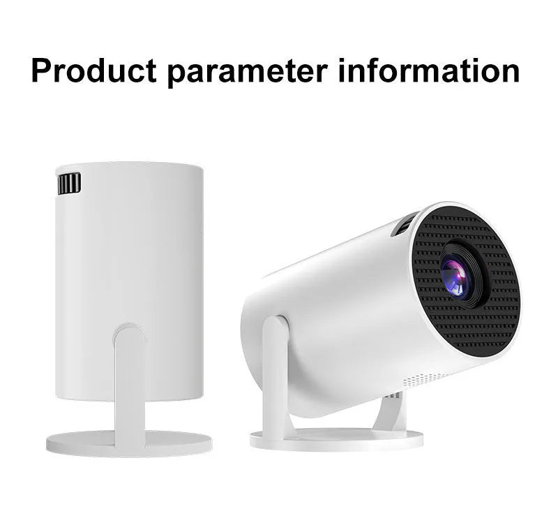White mini wireless portable projector with 1080p resolution for home cinema use