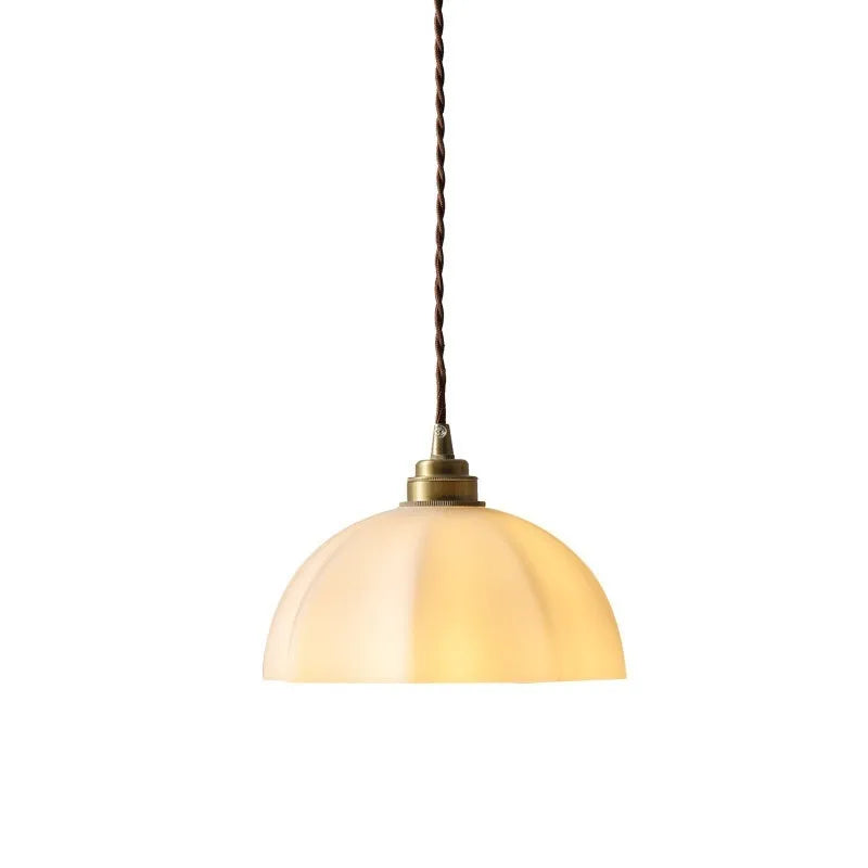 Small Chinese style droplight lamp with copper glass shade for bedside or dining room