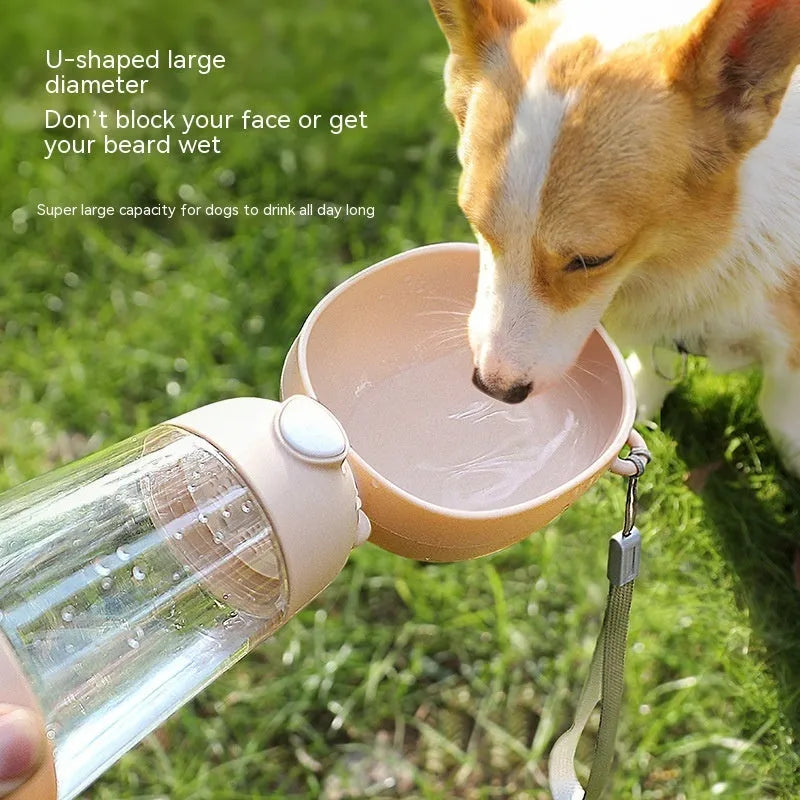 Portable dog water bottle with food container in PP material for outdoor pet travel
