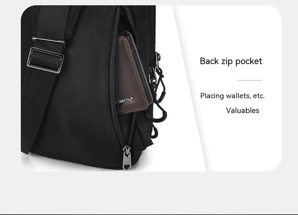 Casual black TPU camouflage chest bag with landscape pattern and single shoulder strap