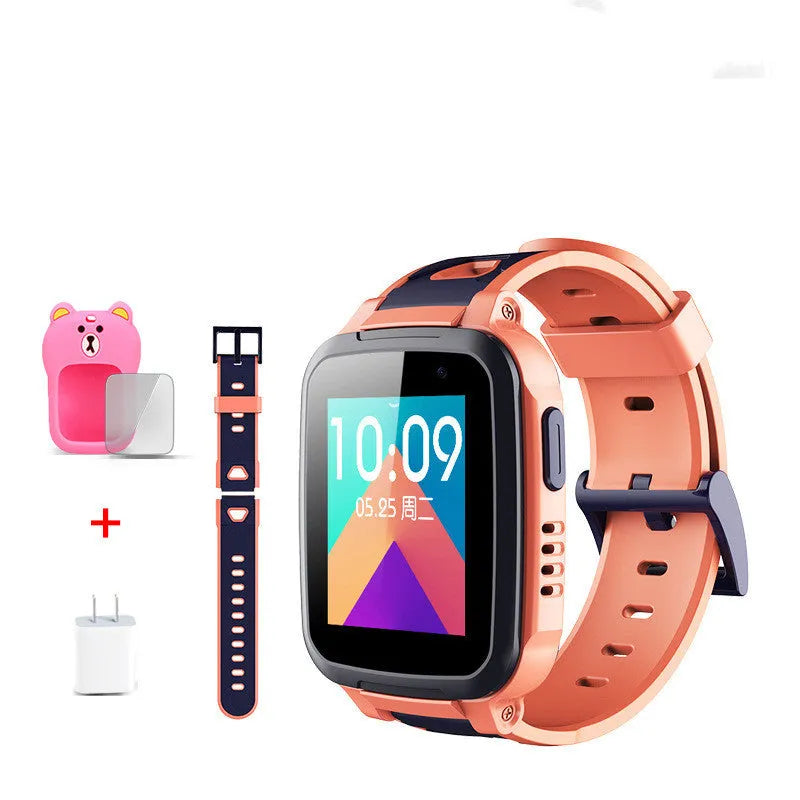 SE5 children's smartwatch phone with rotating stainless steel strap on child's wrist showing touchscreen display