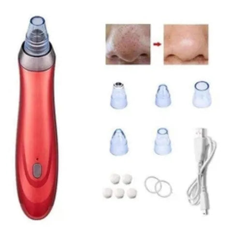 Electric blackhead remover device with four nozzle attachments in different colours
