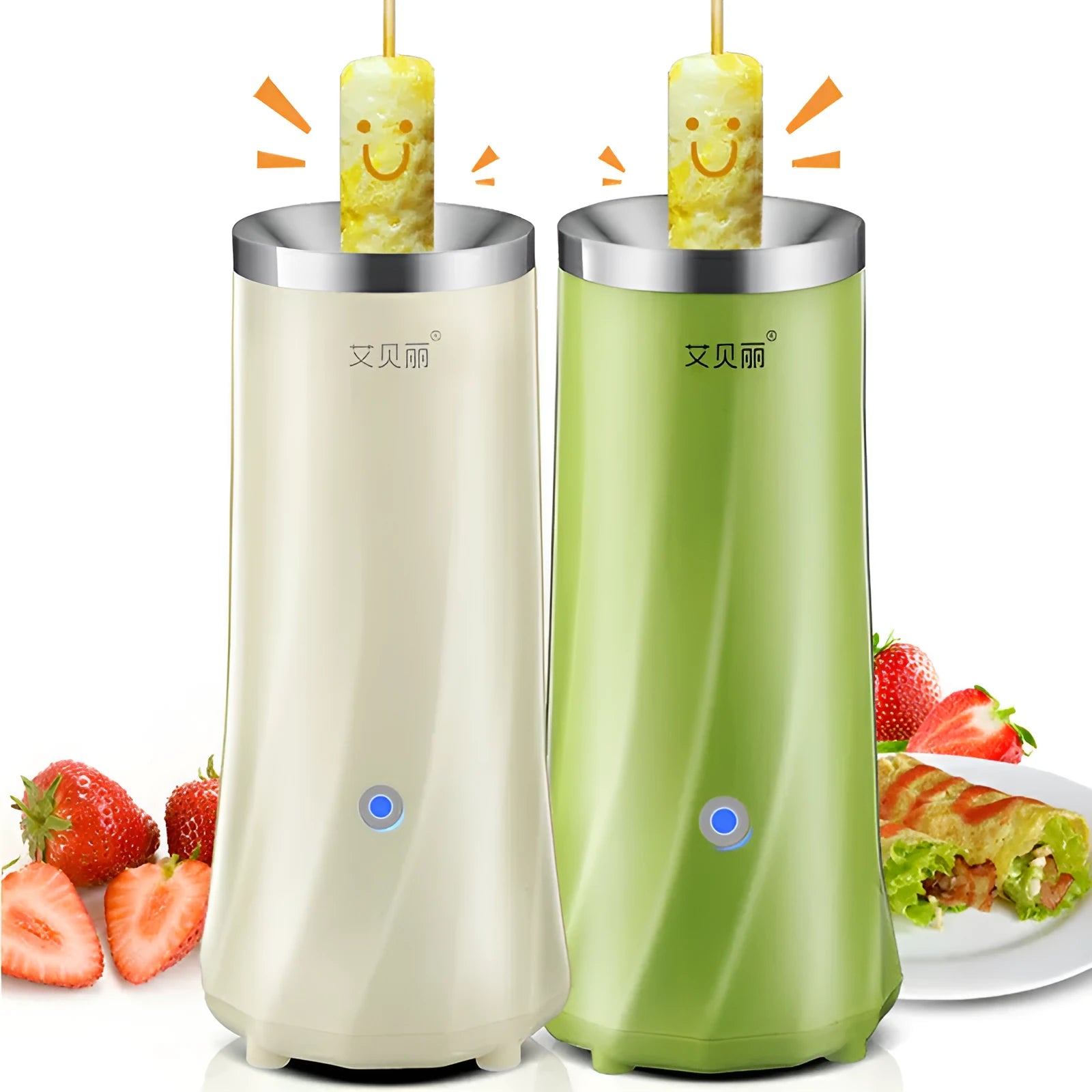 Beige automatic mini breakfast machine on kitchen countertop