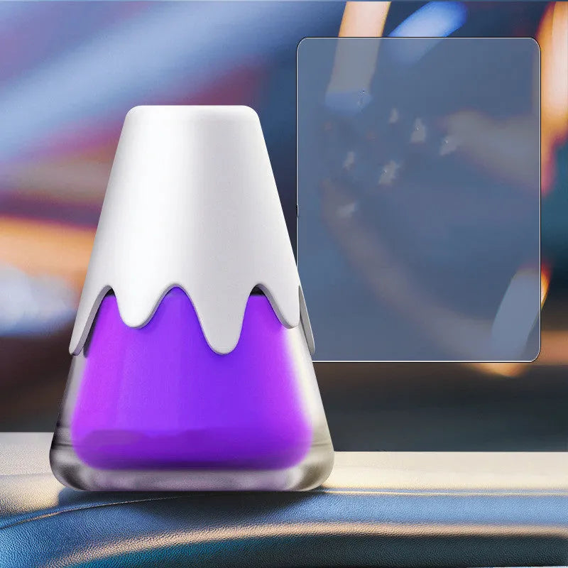 Glass car aromatherapy cup diffuser with paste fragrance cartridge in 9.1cm x 6.9cm dimensions
