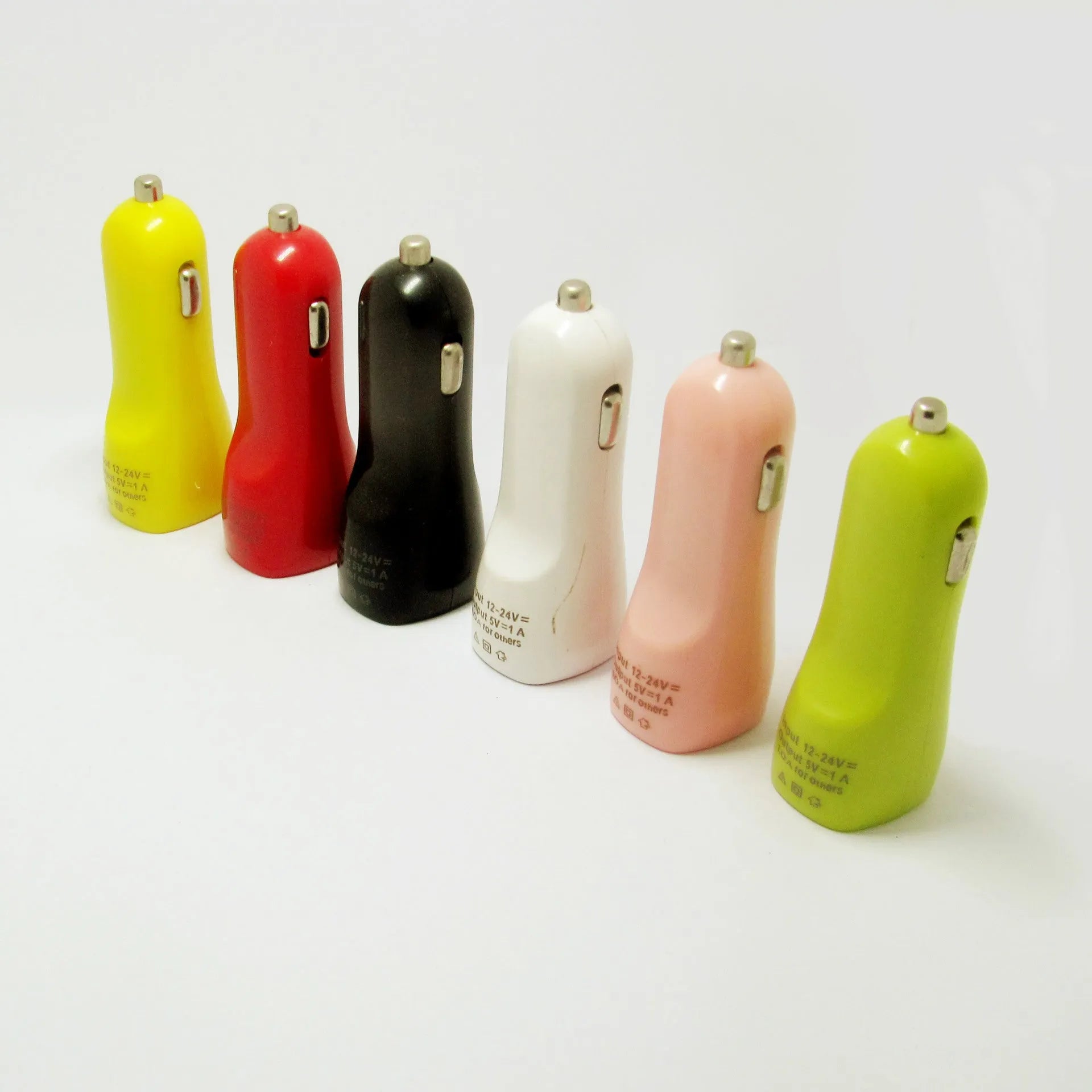 Duckbill dual USB car charger with blue LED indicator light and piano paint finish