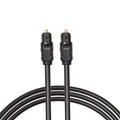 Black Toslink digital optical audio cable with square 4mm connectors, 2 metres long.