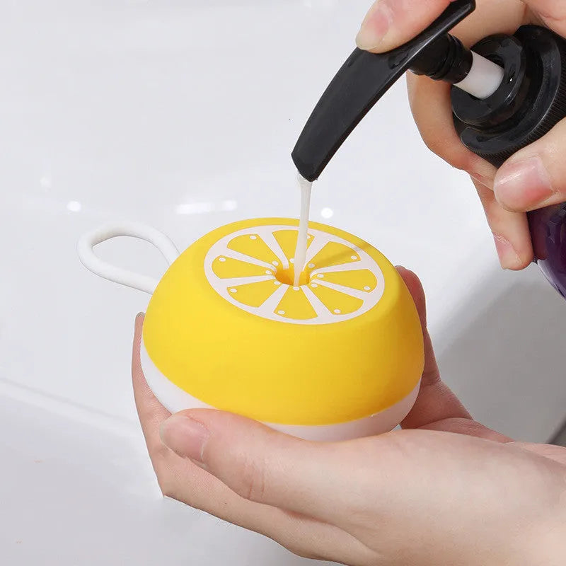 Yellow silicone pet bath brush comb with 3D massage head for dog and cat grooming