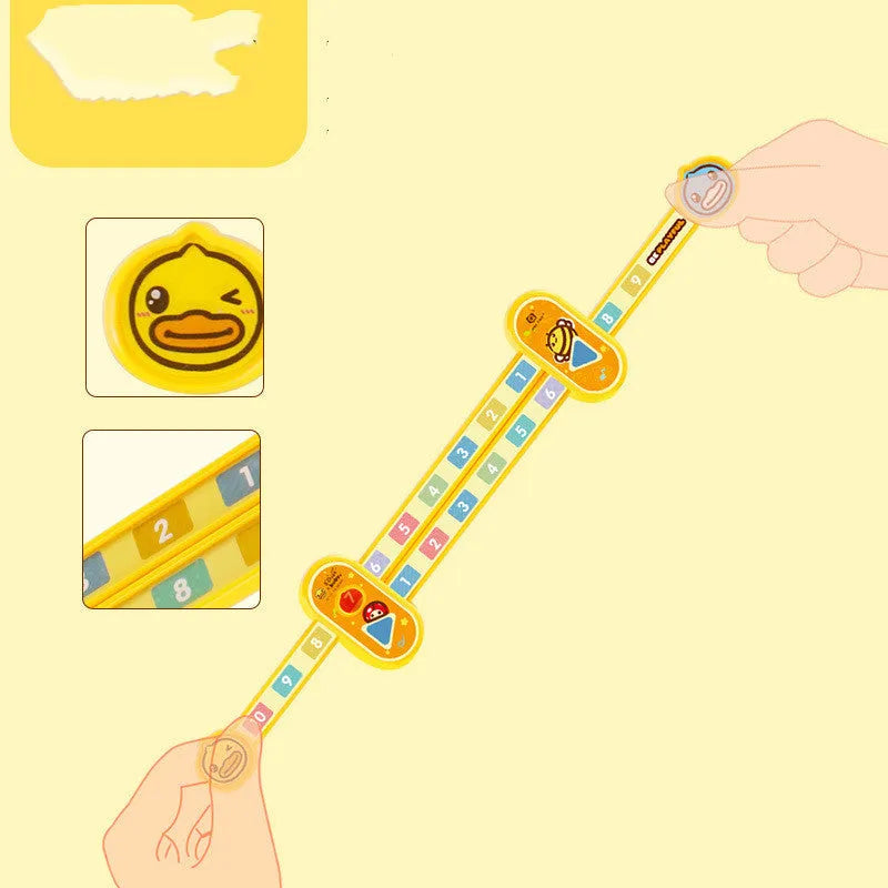 Yellow plastic cartoon digital decomposition ruler for children aged 3+ measuring 24.5cm
