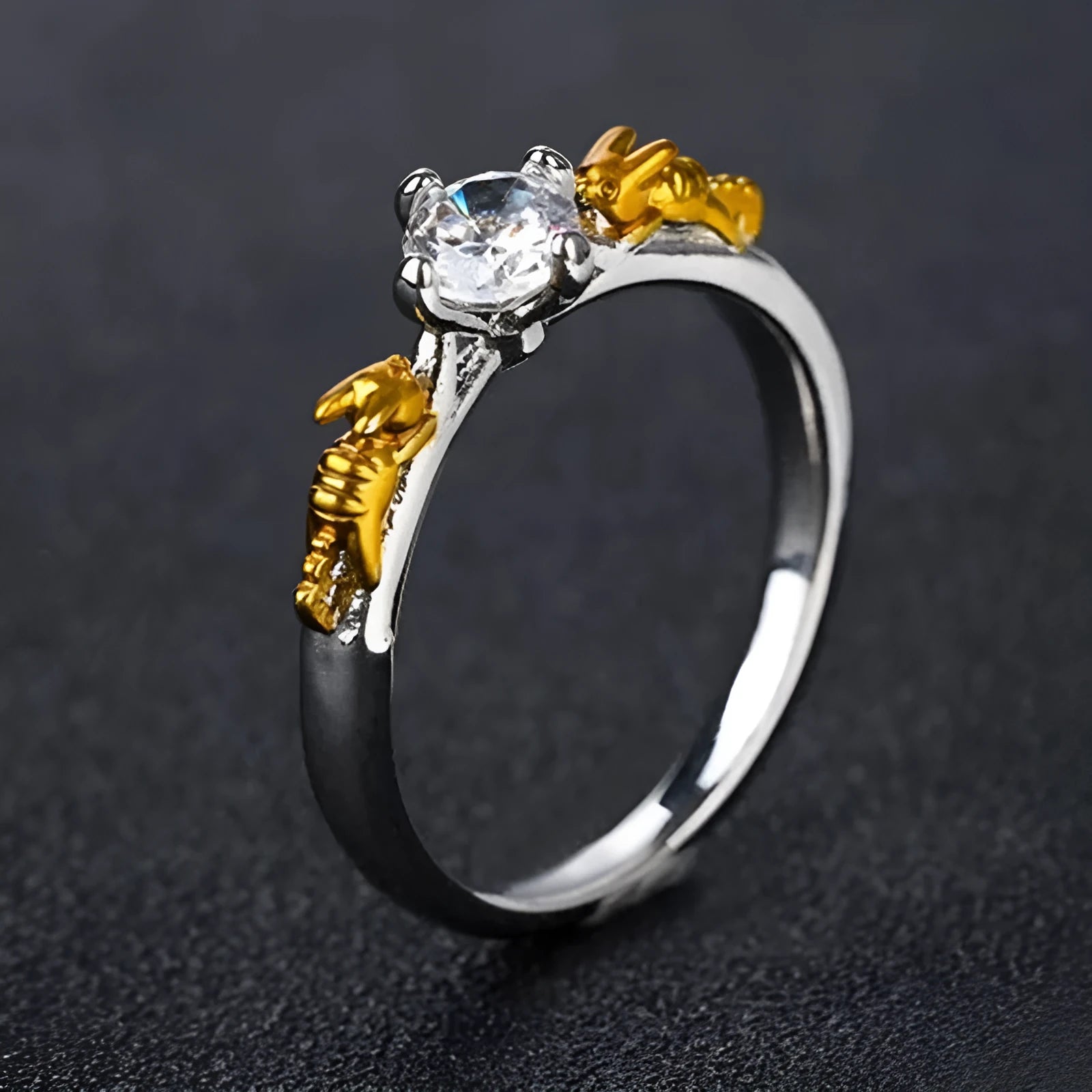 Copper crown crystal ring with black gold finish for cosplay and fashion