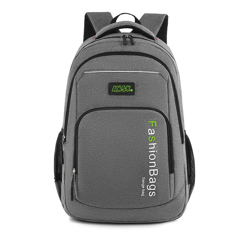 Street trend nylon backpack in black with breathable shoulder straps and multiple internal compartments