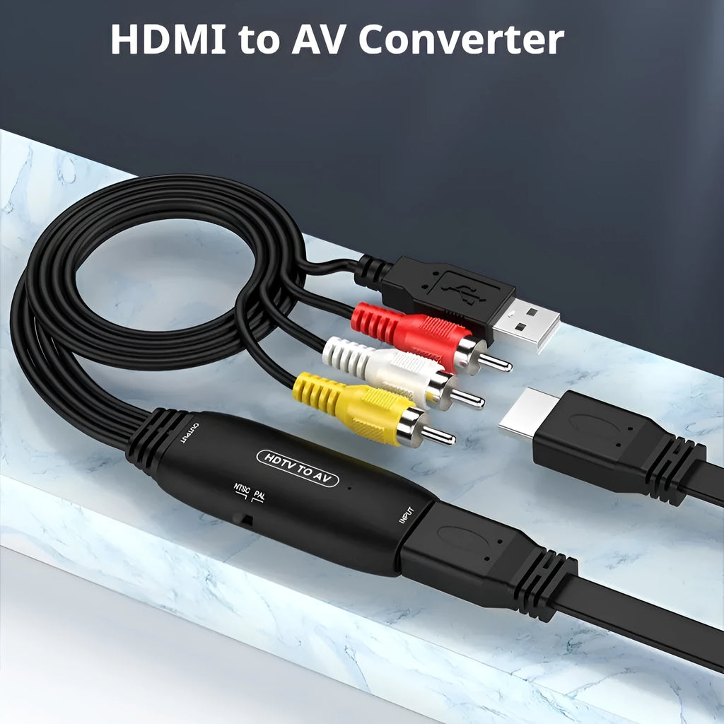 HDMI to AV adapter cable with 110cm length for 1080p video transfer to monitors and projectors