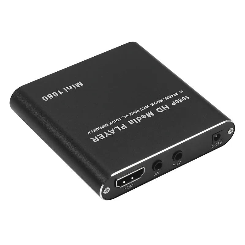 1080P Full HD media player in black or blue with HDMI, SD, USB and HDD ports