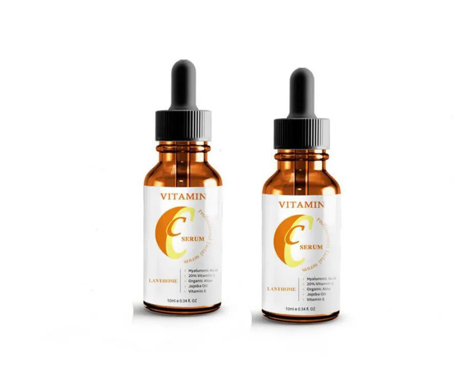 Bottle of vitamin C and hyaluronic acid facial serum, 10 ml net content.