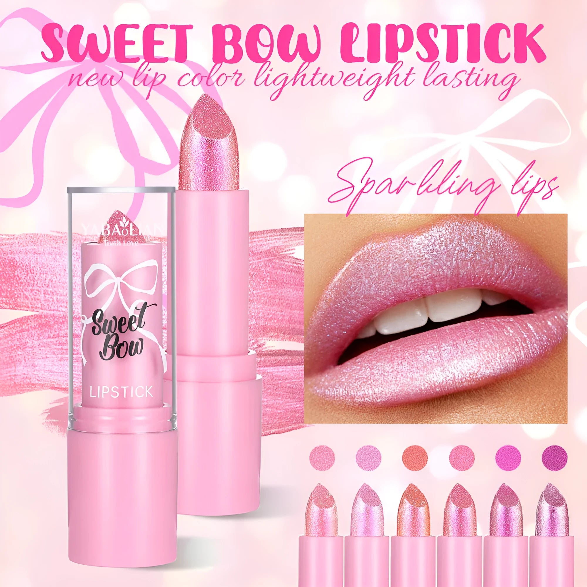 Sweetheart Bow XINGX Diamond Lipstick in six colour options with standard bullet format