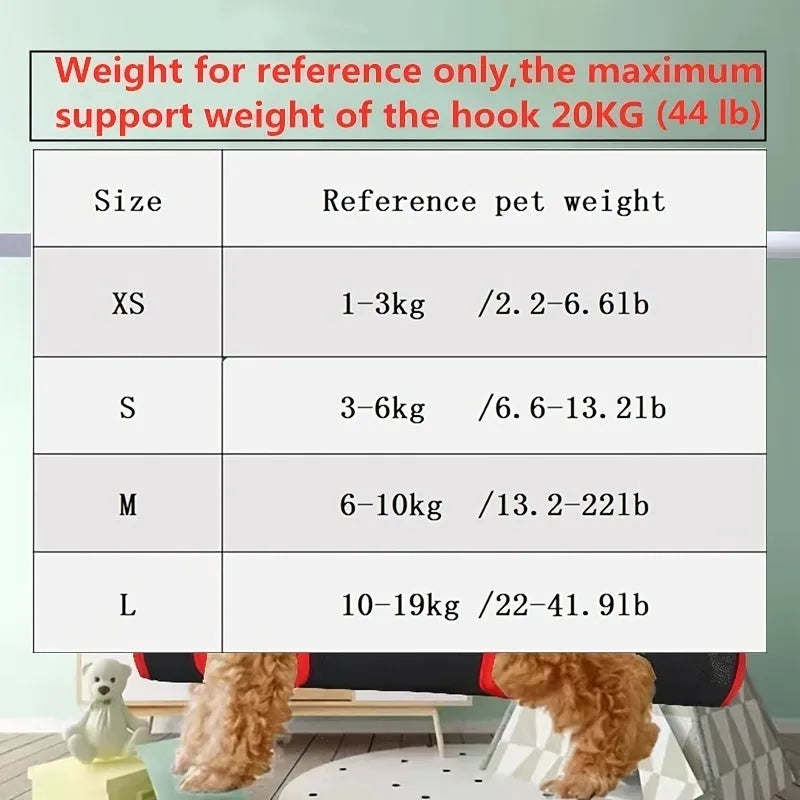Pet grooming hammock restraint bag hanging with adjustable straps for nail trimming and bathing procedures