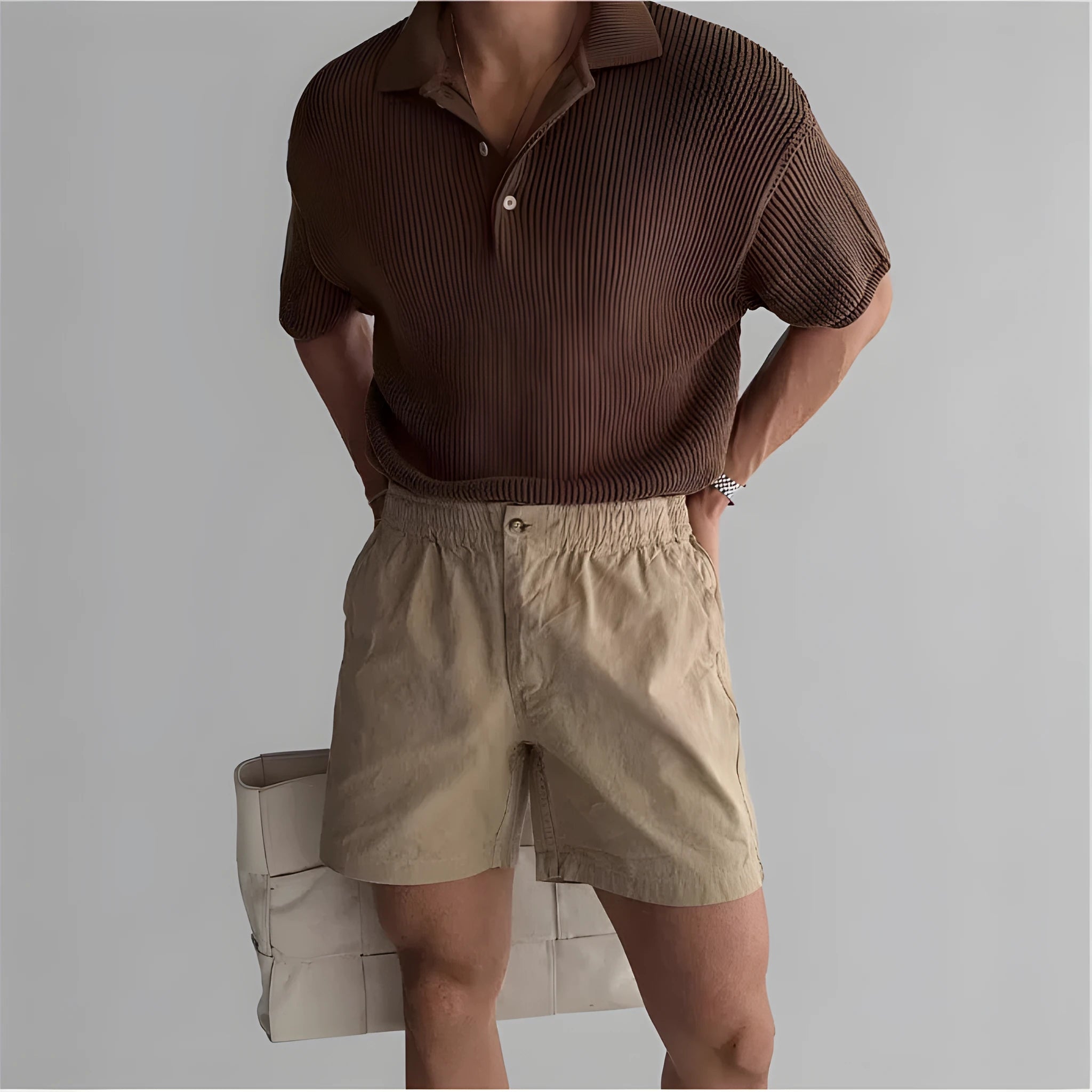 Cotton loose fit sports shorts in black, white or khaki colour for summer athletic activities