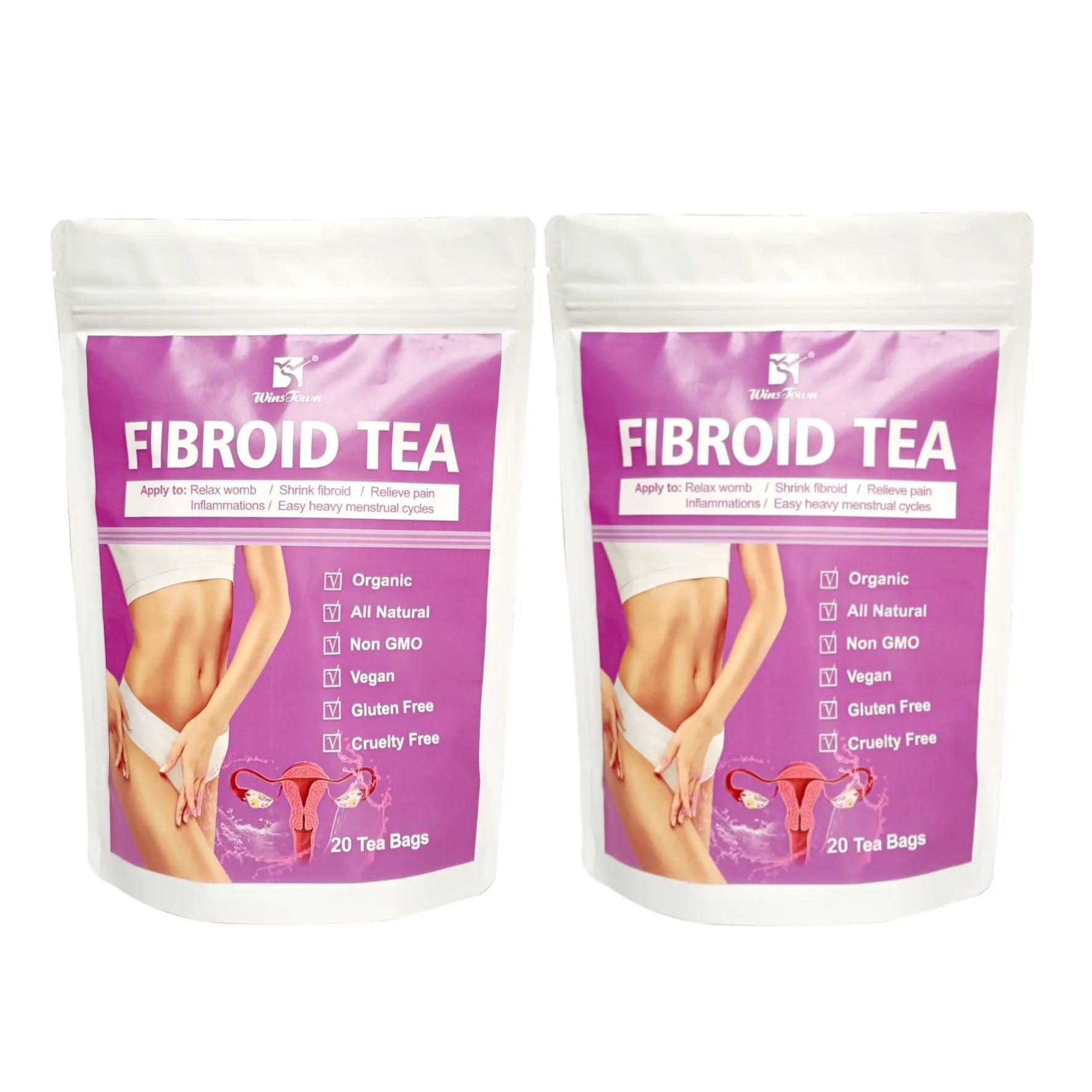 Winstown Fibroid Herbal Tea Bag in C83 packaging with cold extract preparation