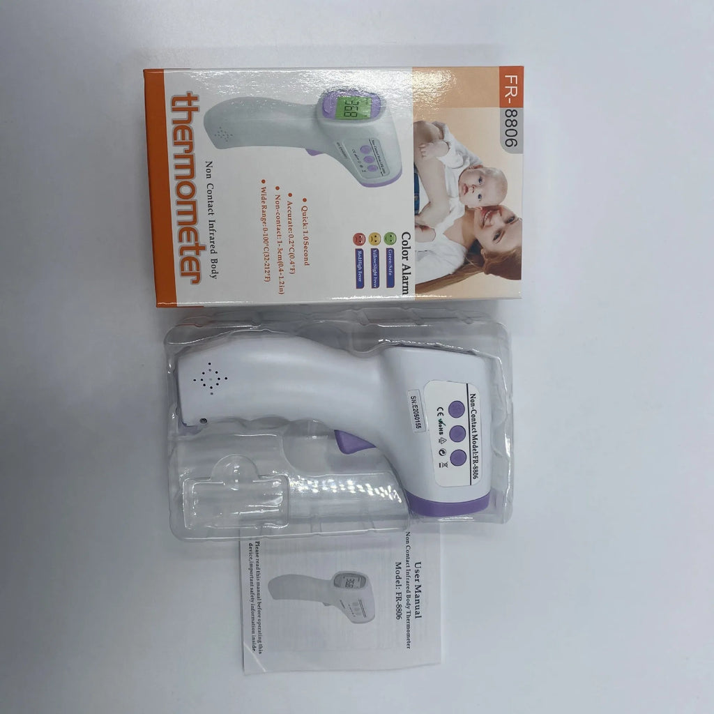 White digital thermometer with non-contact infrared temperature measurement for household use