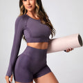 Women's high-waisted yoga suit set in chemical fibre blend fabric with long sleeves
