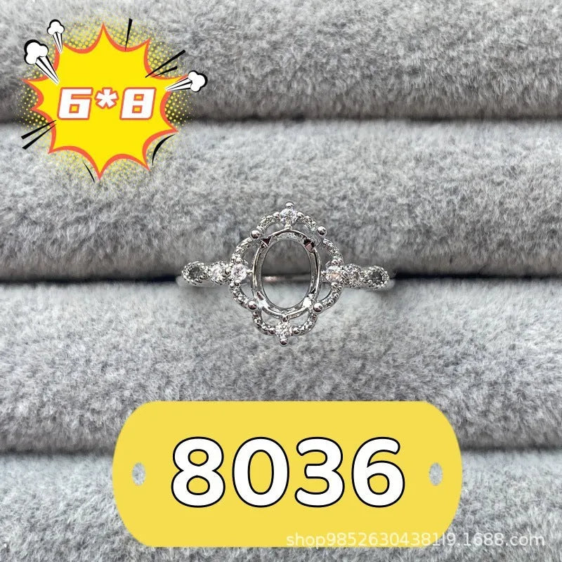 Open mouth adjustable ring with oval stone and five-pointed star ornament