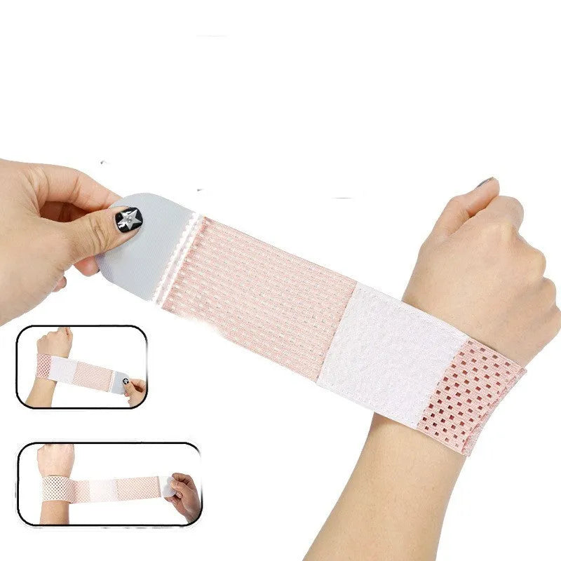 A high elastic breathable athletic wristguard shown in black, grey, and pink colour options.