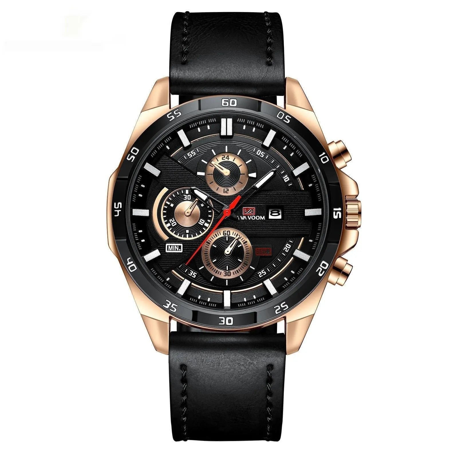 Men's waterproof quartz business calendar watch with 10mm thickness in multiple colour options