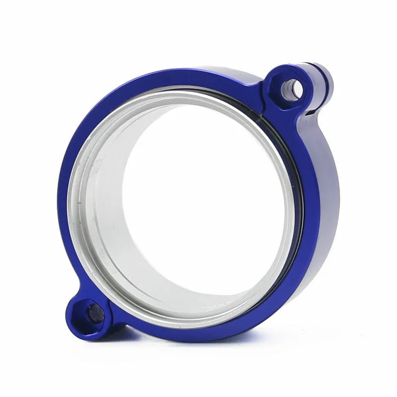 Aluminium exhaust clamp for car modifications in black, blue, or red colours