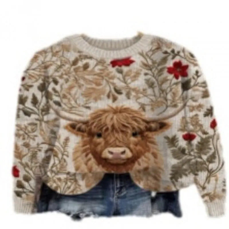 Little Flower digital printed round neck sweater in a colour from the YPM935 series.