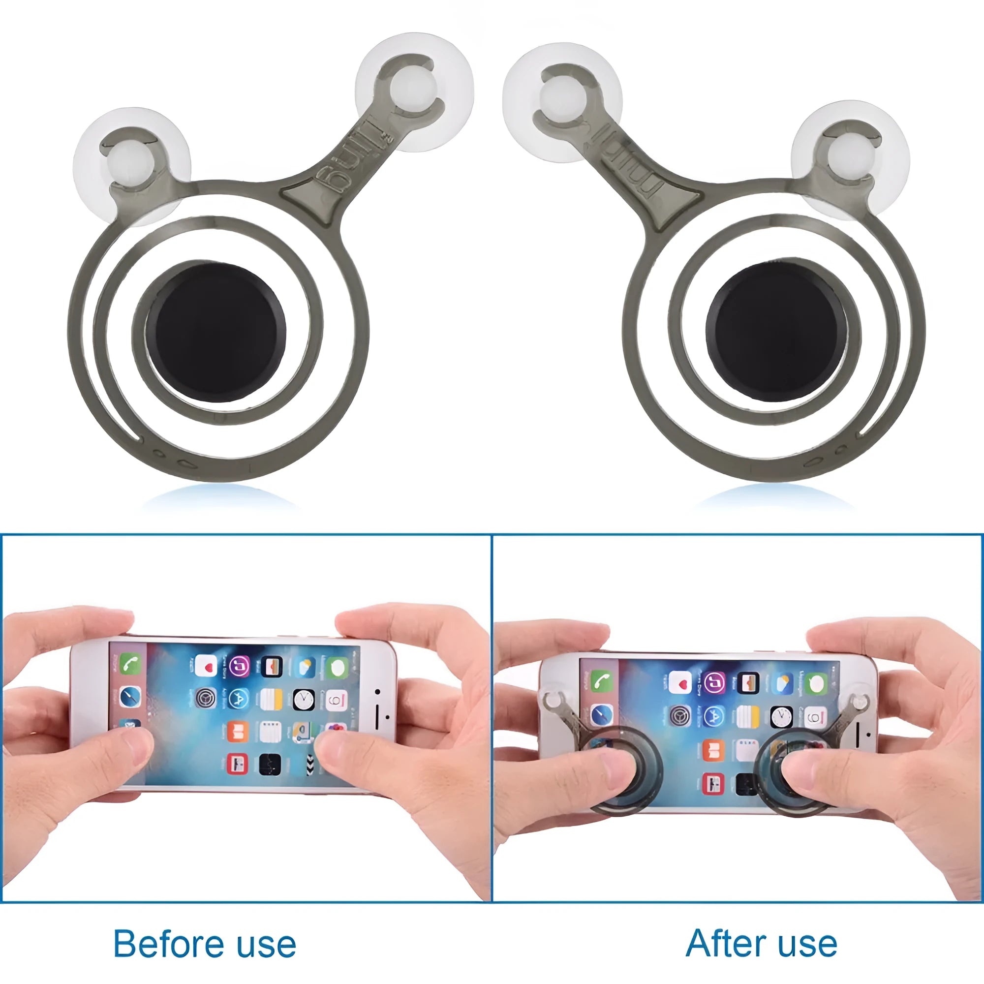 Pair of clear and black mini joysticks for mobile phone and tablet touch screen gaming