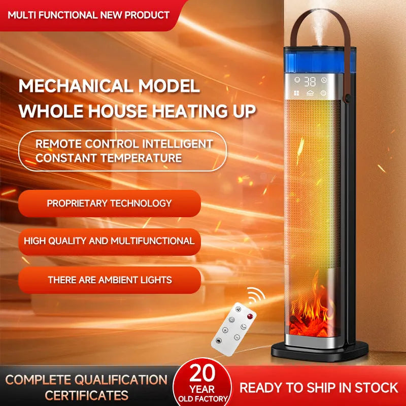 Vertical intelligent heater with humidification and voice control, dimensions 16x16x52.6cm