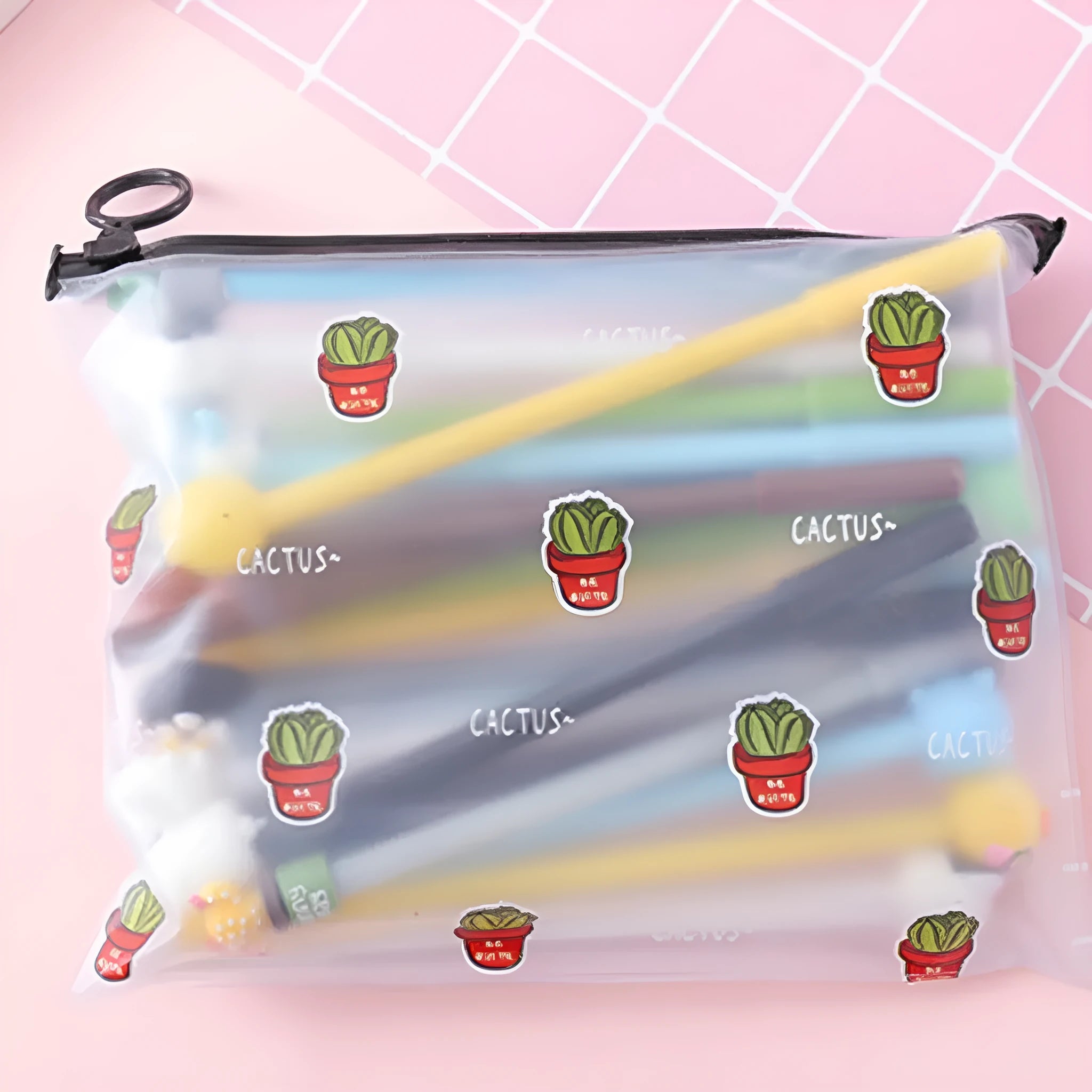 Marvel Cactus Boys cartoon design 20 black pens in a white plastic storage case