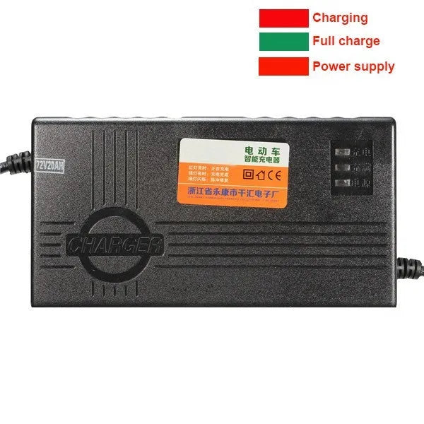 72V20AH electric car charger for lead-acid batteries with compact black housing