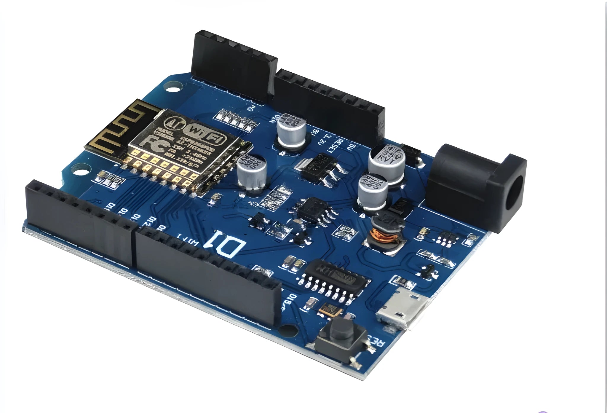 Black ESP8266 WIFI development board with Arduino compatibility and onboard power supply
