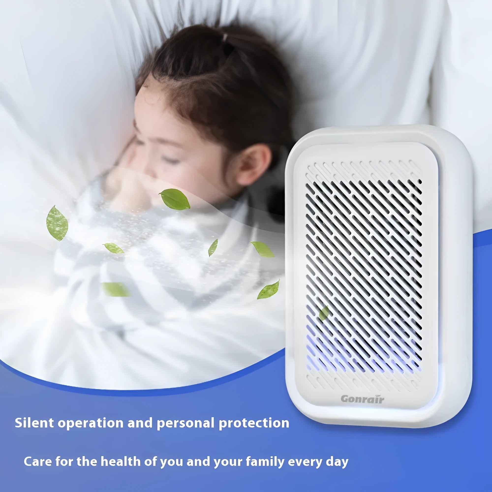 White wall-mounted plug-in air purifier unit for small rooms