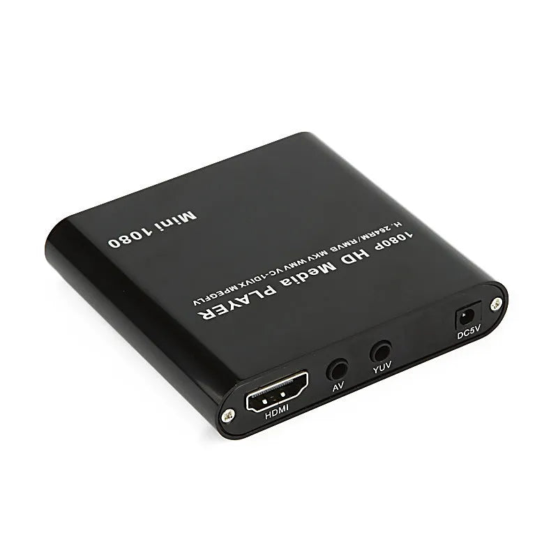 1080P Full HD media player in black or blue with HDMI, SD, USB and HDD ports