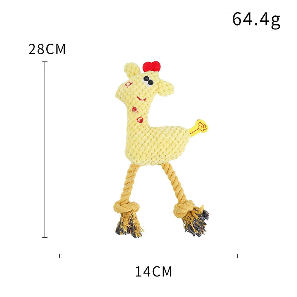 Blue deer-shaped plush dog toy with corn grain texture on a white background.