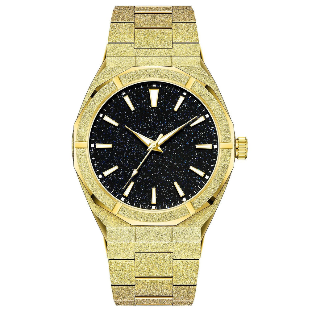 Men's business watch with stainless steel case and bracelet featuring luminous hands