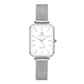 Women's waterproof quartz watch with woven steel strap in rose gold or silver colour